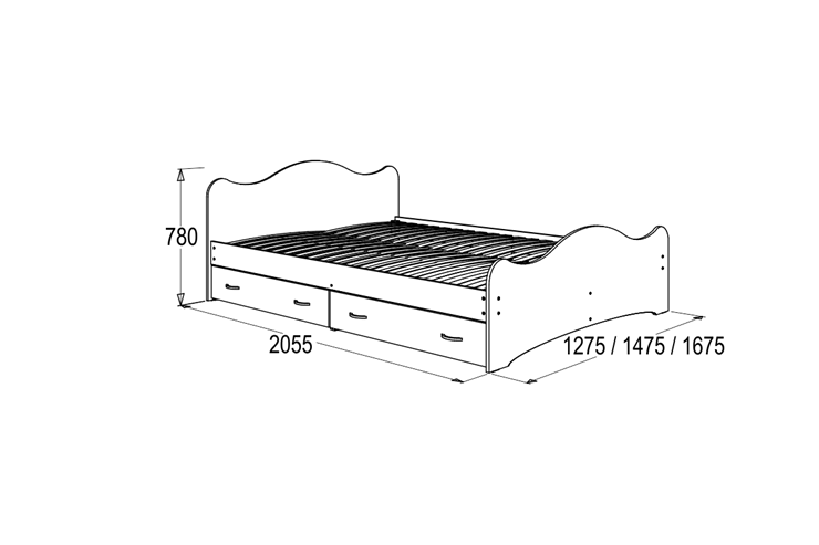 Кровать 6 с ящиками, 90х200 Млечный дуб с основанием в Коврове - изображение 1