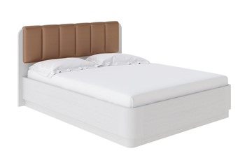 Кровать с подъемным механизмом Wood Home 2 160х200, Экокожа (Белая эмаль (сосна) с брашированием/Бронзовый перламутр (5069)) в Коврове