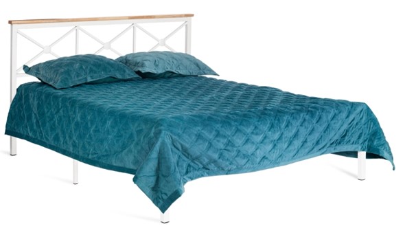 Кровать с основанием Iris (mod.9311) дерево гевея/металл, 160*200 см (Queen bed), Белый (White) в Коврове - изображение