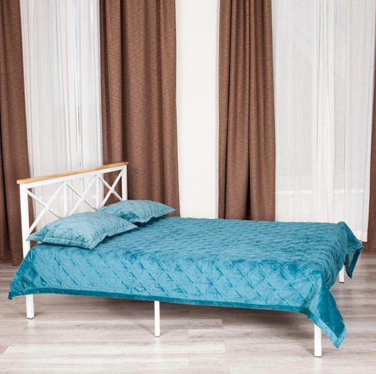 Кровать с основанием Iris (mod.9311) дерево гевея/металл, 160*200 см (Queen bed), Белый (White) в Коврове - изображение 9