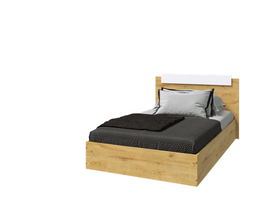 Кровать 1-спальная Эко 900 ЛДСП, Дуб вотан/Белый в Коврове - изображение