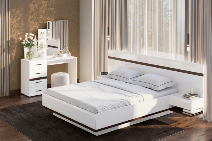 Гарнитур в спальню Соло, белый/белый глянец/венге в Коврове - изображение