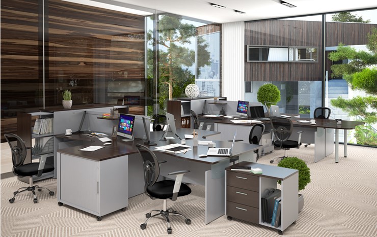 Офисная мебель OFFIX-NEW для двух сотрудников и руководителя в Коврове - изображение 1