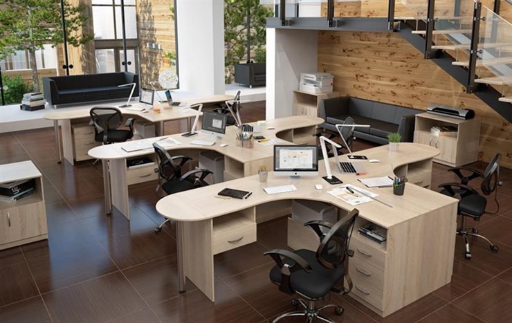 Набор мебели в офис SIMPLE с эргономичными столами и тумбами во Владимире - изображение