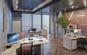 Комплект офисной мебели Wave 3, 3 рабочих места и шкафы во Владимире