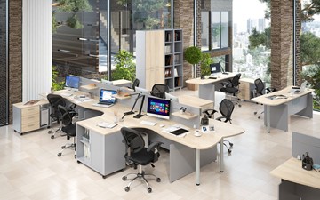 Офисный набор мебели OFFIX-NEW для 4 сотрудников с двумя шкафами во Владимире - предосмотр