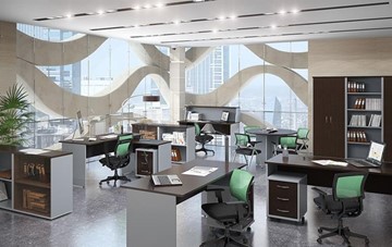 Офисный набор мебели IMAGO четыре рабочих места, стол для переговоров во Владимире - предосмотр