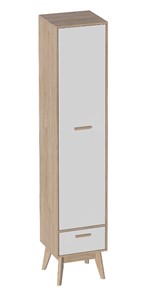 Детский шкаф одностворчатый Калгари, Дуб натуральный светлый/Белый матовый в Коврове