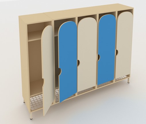 Распашной шкаф ШГС5 Беж + Синий в Коврове - изображение