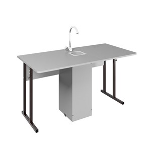 Детский стол 2-местный для кабинета химии Стандарт 7, Пластик Серый/Коричневый в Коврове