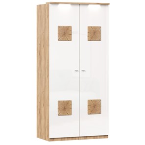 Шкаф двухстворчатый Фиджи с декоративными накладками 659.237, цвет белый во Владимире