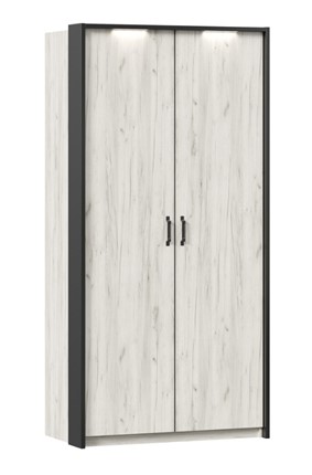 Шкаф 2х-дверный Техно с паспарту, Дуб крафт белый во Владимире - изображение