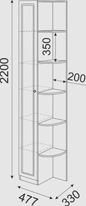 Угловой шкаф-стеллаж Беатрис М13 левый (Орех Гепланкт) в Коврове - предосмотр 3