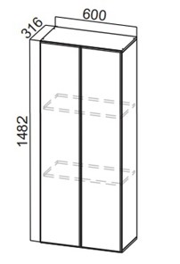 Кухонный пенал-надстройка Стайл, ПН600(912/316), МДФ в Коврове