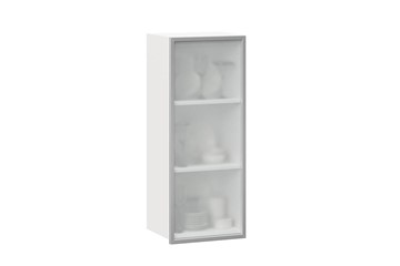 Кухонный шкаф высокий 400 Шервуд, со стеклом левый ЛД 281.421.000.121, белый/серый в Коврове
