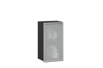 Кухонный шкаф 400 Шервуд, со стеклом левый ЛД 281.321.000.022, серый/черный в Коврове