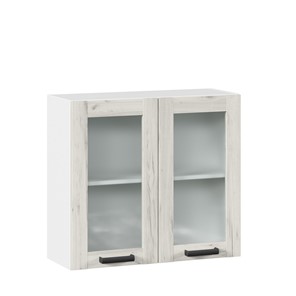 Кухонный шкаф 800 со стеклом Винченца ЛД 234.360.000.033 Белый/Дуб Крафт белый в Коврове