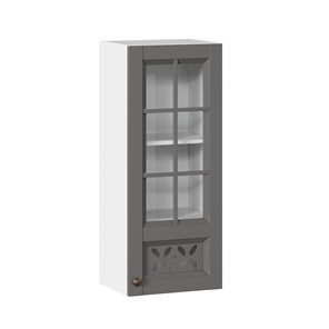 Навесной шкаф Амели-3 400 высокий со стеклом ЛД 299.420.000.040, Белый/Оникс серый в Коврове