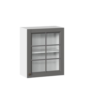 Навесной кухонный шкаф Амели-3 600 со стеклом ЛД 299.350.000.030, Белый/Оникс серый в Коврове