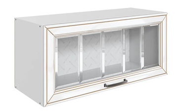 Навесной кухонный шкаф Атланта L800 Н360 (1 дв. рам.) эмаль (белый/белый глянец патина золото) в Коврове
