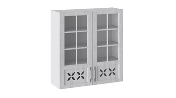 Кухонный шкаф Прованс (Белый глянец/Санторини светлый) cо стеклом В_96-90_2ДРДс в Коврове