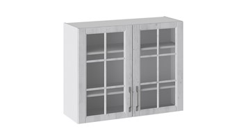 Кухонный шкаф Прованс (Белый глянец/Санторини светлый) со стеклом В_72-90_2ДРс в Коврове