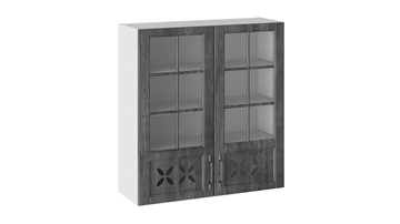 Кухонный шкаф Прованс (Белый глянец/Санторини темный) cо стеклом В_96-90_2ДРДс в Коврове