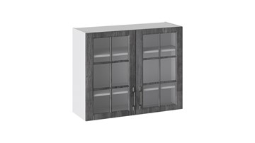 Кухонный шкаф Прованс (Белый глянец/Санторини темный) со стеклом В_72-90_2ДРс в Коврове
