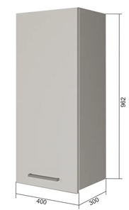 Навесной кухонный шкаф В9 40, Сатин/Белый в Коврове