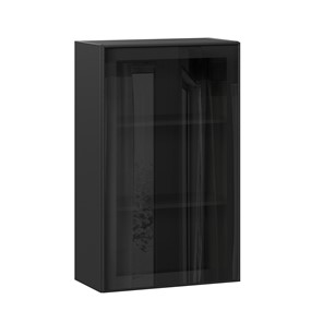 Кухонный навесной шкаф высокий со стеклом 600 Индиго ЛД 298.450.000.170, Чёрный/Чёрный во Владимире