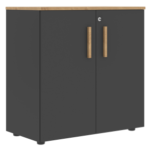 Низкий шкаф широкий с малыми дверцами FORTA Графит-Дуб Гамильтон  FLC 80.1(Z) (798х404х801) в Коврове - предосмотр