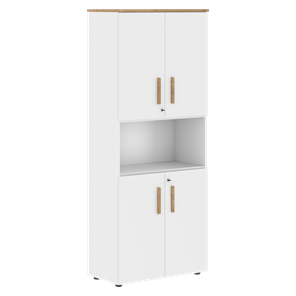 Широкий шкаф высокий FORTA Белый-Дуб Гамильтон FHC 80.4(Z) (798х404х1965) в Коврове