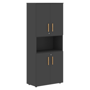 Широкий шкаф высокий FORTA Черный Графит  FHC 80.2(Z) (798х404х1965) в Коврове