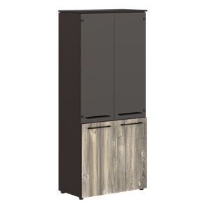 Шкаф колонка со стеклянными и глухими дверями MORRIS  Дуб Базель/Венге Магия MHC 85.2 (854х423х1956) в Коврове