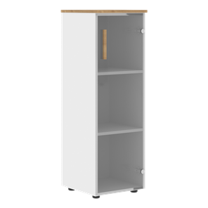 Средний шкаф колонна со стеклянной дверью правой FORTA Белый-Дуб Гамильтон FMC 40.2 (R) (399х404х801) в Коврове
