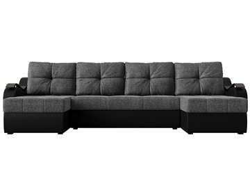П-образный диван Меркурий П, Серый/черный (рогожка/экокожа) в Коврове - предосмотр 1