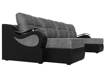 П-образный диван Меркурий П, Серый/черный (рогожка/экокожа) в Коврове - предосмотр 2