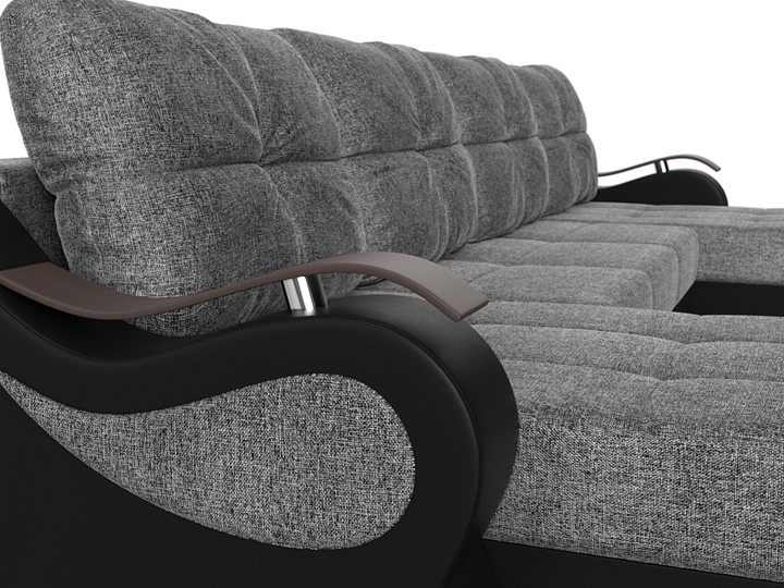 П-образный диван Меркурий П, Серый/черный (рогожка/экокожа) в Коврове - изображение 3