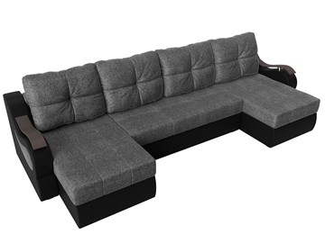 П-образный диван Меркурий П, Серый/черный (рогожка/экокожа) в Коврове - предосмотр 4