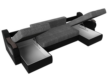 П-образный диван Меркурий П, Серый/черный (рогожка/экокожа) в Коврове - предосмотр 6