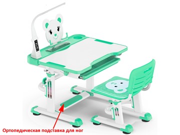 Растущая парта + стул Mealux EVO BD-04 Teddy New XL, с лампой, green, зеленая в Коврове - предосмотр