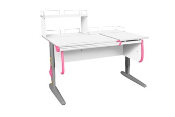 Детский стол-трансформер 1/75-40 (СУТ.25) + Polka_z 1/600 + Polka_zz 1/600 белый/серый/розовый в Коврове