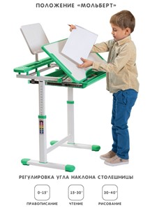 Растущая парта и растущий стул SET HOLTO-17А, зеленый во Владимире - предосмотр 2