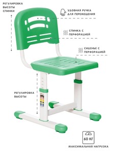 Растущая парта и растущий стул SET HOLTO-17А, зеленый во Владимире - предосмотр 4