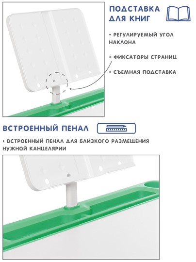 Растущая парта и растущий стул SET HOLTO-17А, зеленый во Владимире - изображение 6