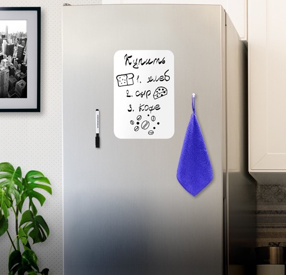 Доска магнитно-маркерная на холодильник BRAUBERG, 30х21 см с маркером, магнитом и салфеткой во Владимире - изображение 2